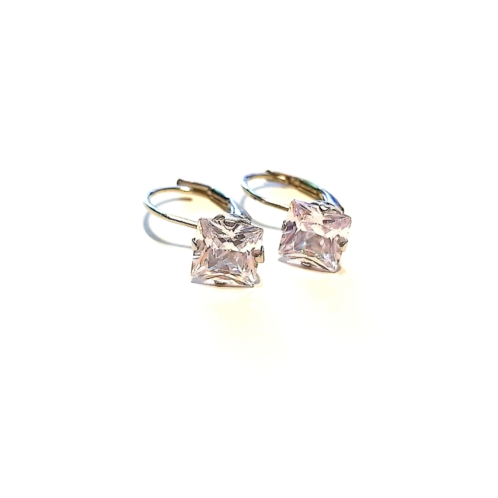 Square cut crystal drop earrings